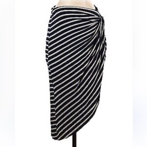 Bailey 44 navy and oatmeal Striped wrap Skirt